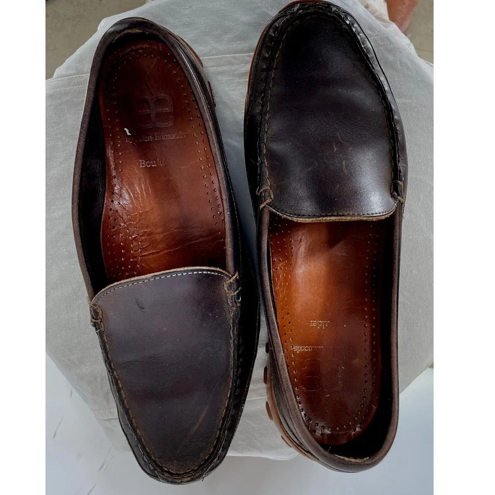 Allen Edmonds 9 1/2D Men Boulder Loafer Dark Brown Leather Driving Shoe Slip On